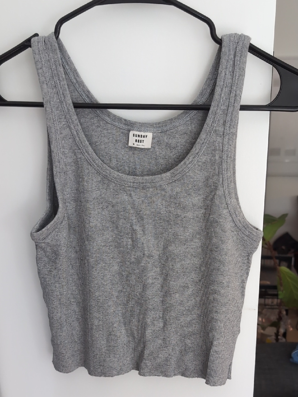 Sunday Best Grey Ribbed Scoop Neck Tank